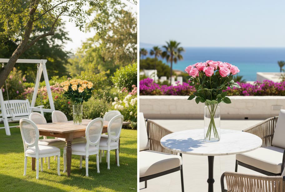 Квіти на столі на вулиці